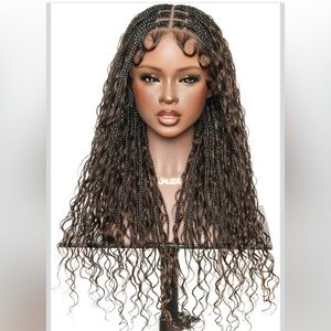 Full Lace Bohemia Braided Wig 24” Human Hair Boho Curls & Synthetic Braids #4